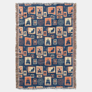 Retro Halloween Artistamps Throw Blanket