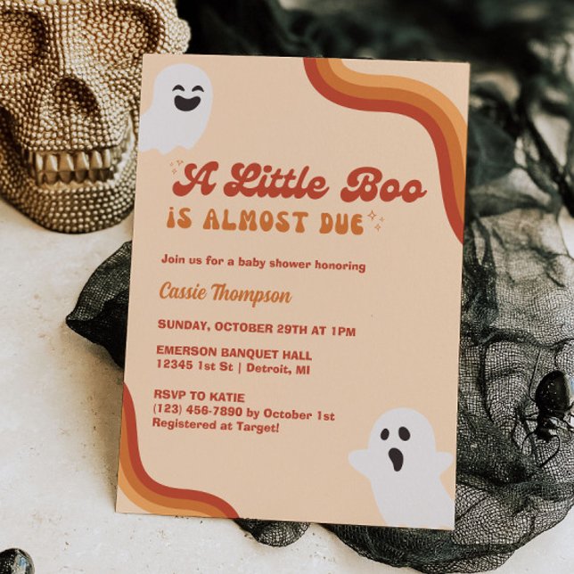 Retro Halloween Baby Shower Invitation with Ghosts (Creator Uploaded)