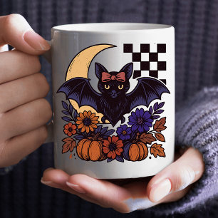 Retro Halloween Bat With Moon Gothic Aesthetic Coffee Mug