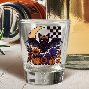 Retro Halloween Bat With Moon Gothic Aesthetic Shot Glass