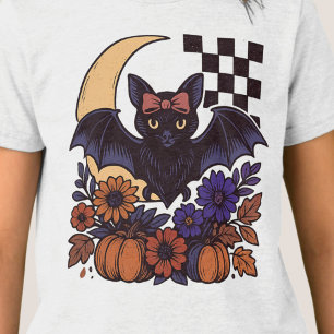 Retro Halloween Bat With Moon Gothic Aesthetic Tri-Blend Shirt
