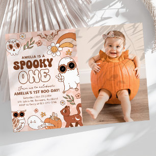 Retro Halloween Birthday Photo Invitation