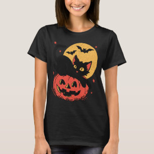 Retro Halloween Black Cat Graphic Men Women Kids T-Shirt