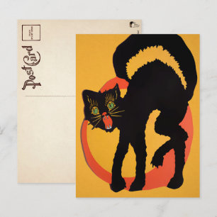Retro Halloween Black Cat Postcard