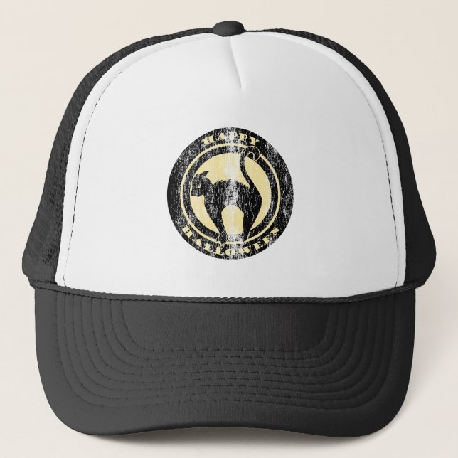 Retro Halloween Black Cat Trucker Hat (Front)