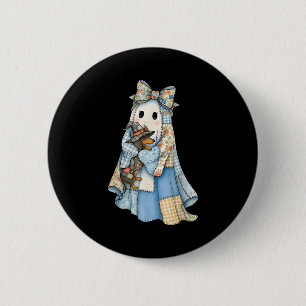 Retro Halloween Blue Denim Ghost Dachshund Funny 6 Cm Round Badge