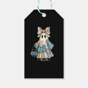 Retro Halloween Blue Denim Ghost Gift Tags