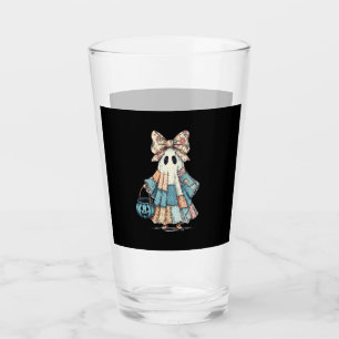 Retro Halloween Blue Denim Ghost Glass