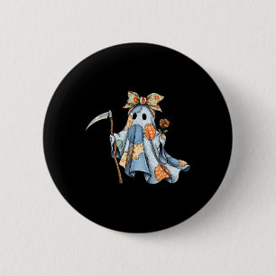 Retro Halloween Blue Denim Ghost Trendy Patchwork 6 Cm Round Badge