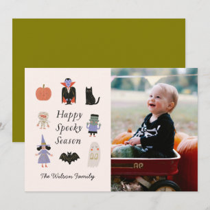 Retro Halloween Characters Custom Family Photo