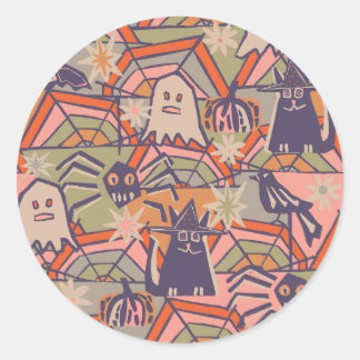 Retro Halloween Classic Round Sticker