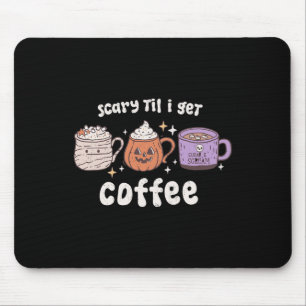 Retro Halloween Coffee Scary Til I Get Coffee Spoo Mouse Mat