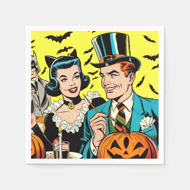 Retro Halloween Comics Napkin (Front)