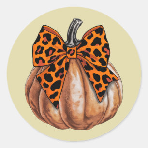 Retro Halloween Coquette Bow Pumpkin Spooky Fall  Classic Round Sticker