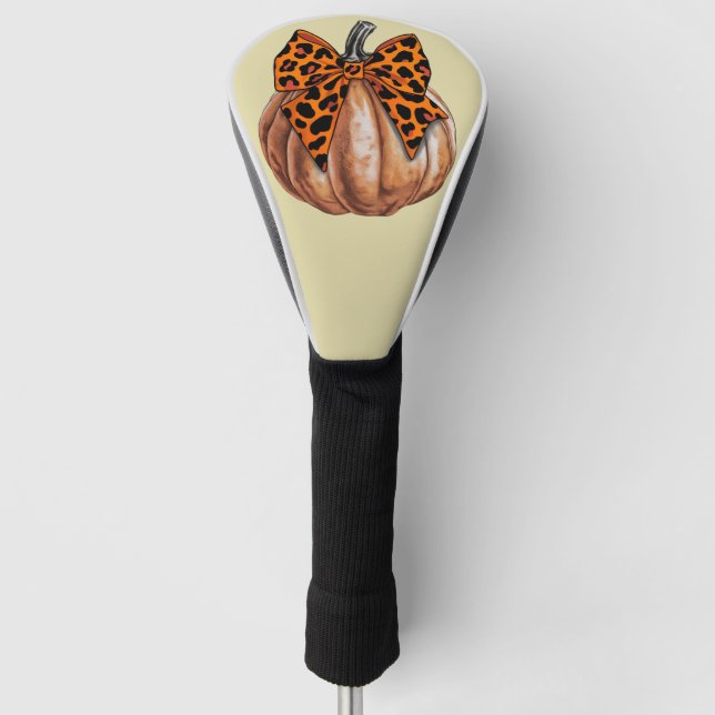 Retro Halloween Coquette Bow Pumpkin Spooky Fall  Golf Head Cover (Front)