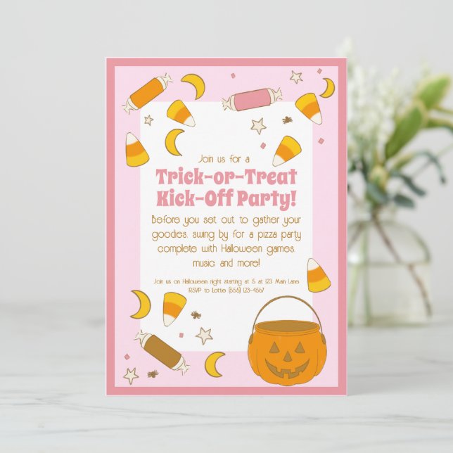 Retro Halloween Costume Party or Trunk or Treat In Invitation (Standing Front)