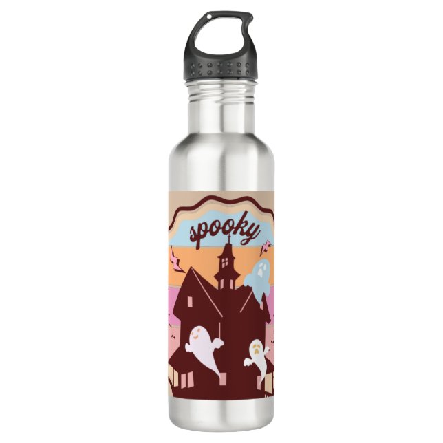 Retro Halloween Costume Spooky Haunted House Ghost 710 Ml Water Bottle (Front)