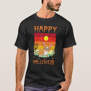 Retro Halloween Costumes Matching Corgi Dog Hallow T-Shirt
