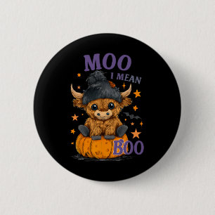 Retro Halloween Cow Moo I Mean Boo Funny Fall 1 6 Cm Round Badge