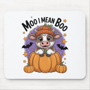 Retro Halloween Cow Moo I Mean Boo Funny Fall  Mouse Mat