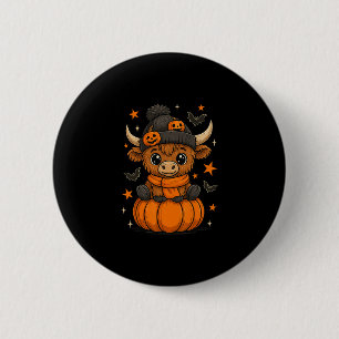 Retro Halloween Cow Pumpkin Fall Cow Thanksgiving 6 Cm Round Badge