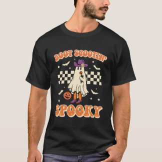 Retro Halloween Cowgirl Ghost Western Boot Scootin T-Shirt