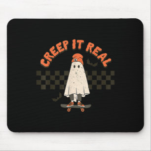 Retro Halloween Creep it real Ghost Boy Fall Seaso Mouse Mat