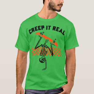 Retro Halloween Creep it Real Vintage Skeleton Gho T-Shirt