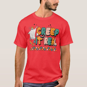 Retro Halloween Creep It Reals Ghost Halloween Spo T-Shirt