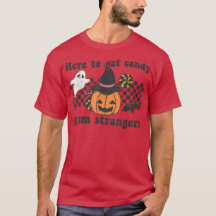 Retro Halloween Cute Ghost Here To Get Candy From T-Shirt