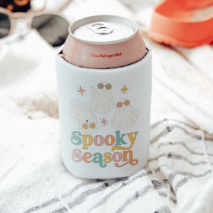 Retro Halloween Cute Ghost Spooky Season Can Cooler