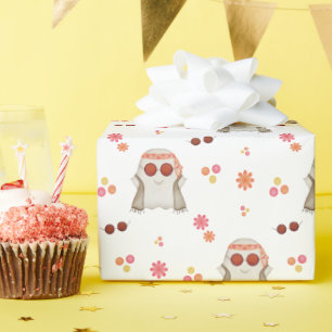 Retro Halloween Cute Kids Floral Ghost Wrapping Paper