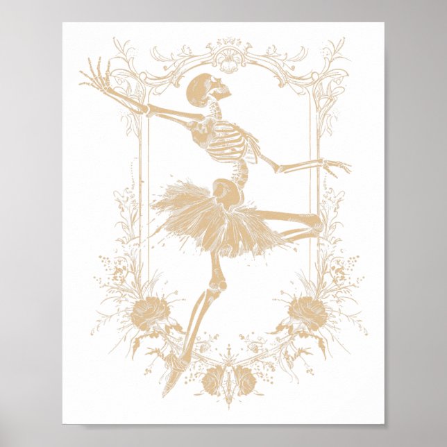 Retro Halloween Dancing Ballerina Skeleton Goth De Poster (Front)