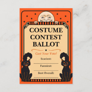 Retro Halloween Decor Style Costume Ballot Card