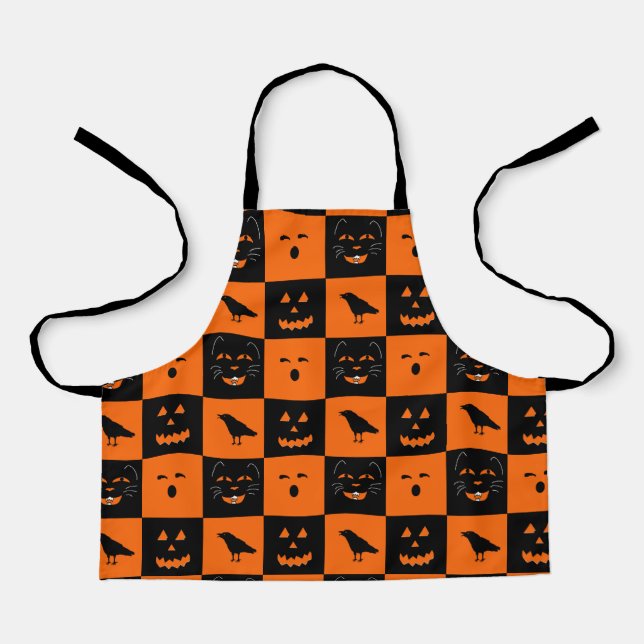 Retro Halloween Faces apron (Front)