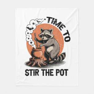 Retro Halloween Feral Time to Stir The Pot Fleece Blanket