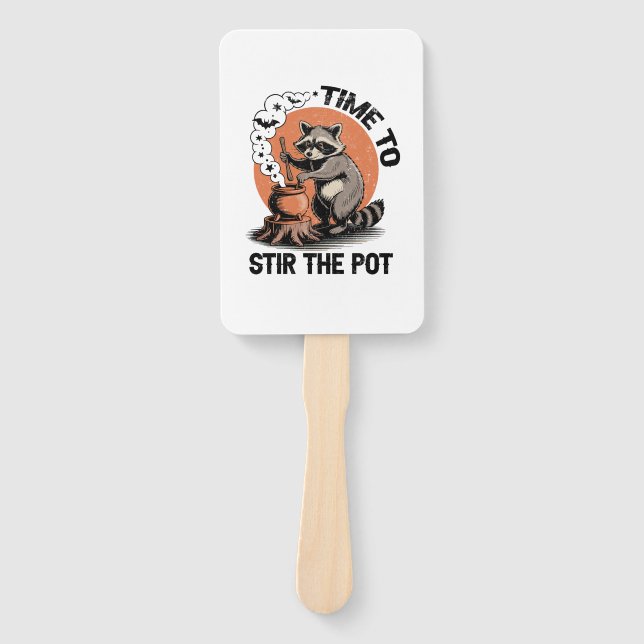 Retro Halloween Feral Time to Stir The Pot Hand Fan (Front)