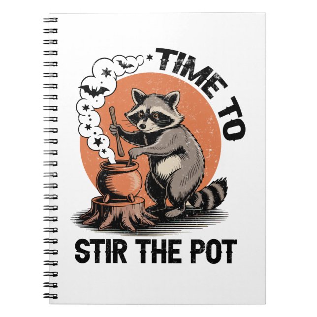 Retro Halloween Feral Time to Stir The Pot Notebook (Front)