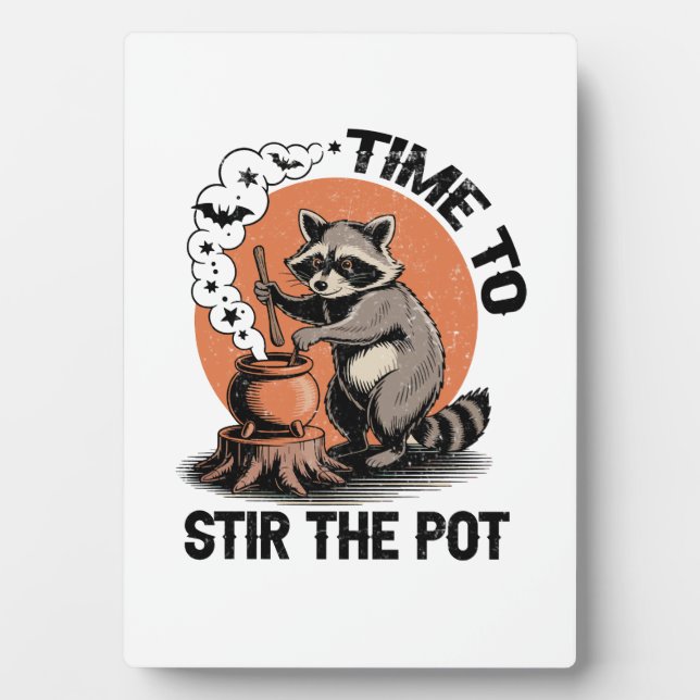 Retro Halloween Feral Time to Stir The Pot Plaque (Front)