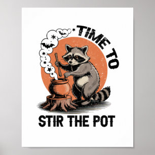 Retro Halloween Feral Time to Stir The Pot Poster