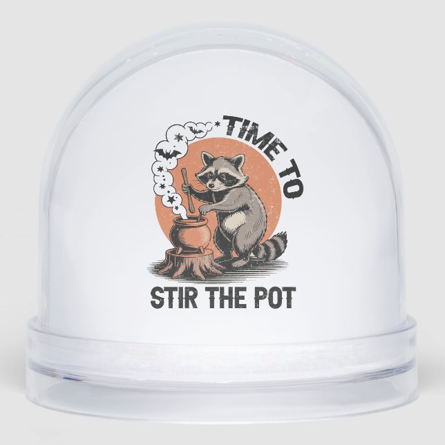 Retro Halloween Feral Time to Stir The Pot Snowglobe (Front)