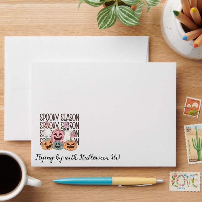 Retro Halloween Flying By with Halloween Hi! Envelope (Desk)