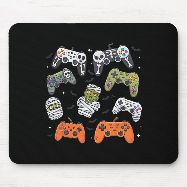 Retro Halloween Gaming Controller Skeleton Game Ha Mouse Mat (Front)