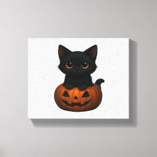 Retro Halloween Ghost and Cat Oversized T-Shirt Canvas Print