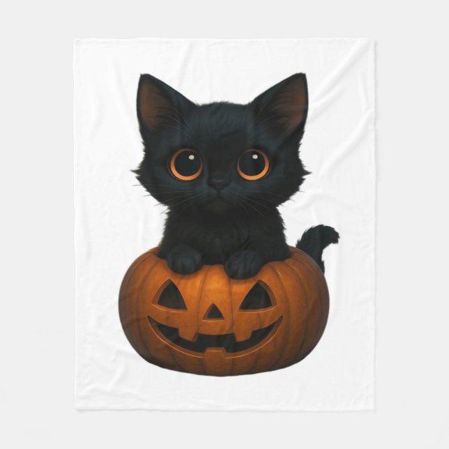 Retro Halloween Ghost and Cat Oversized T-Shirt Fleece Blanket (Front)