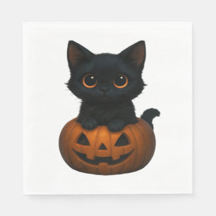 Retro Halloween Ghost and Cat Oversized T-Shirt Napkin