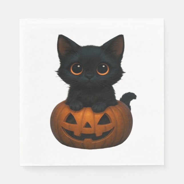 Retro Halloween Ghost and Cat Oversized T-Shirt Napkin (Front)