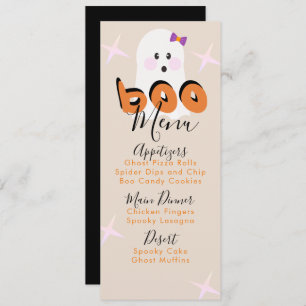 Retro Halloween Ghost Birthday Party Menu
