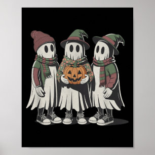 Retro Halloween Ghost Costume Spooky Season Poster