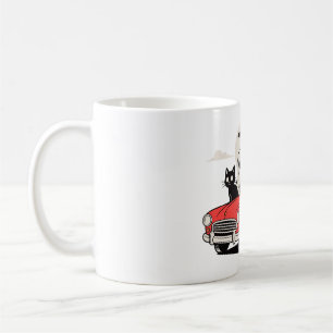 Retro Halloween Ghost Driving Red Car Coffee Mug